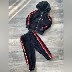 Aviator Nation Kids Matching Set - Black with Red and Gold Stripes
